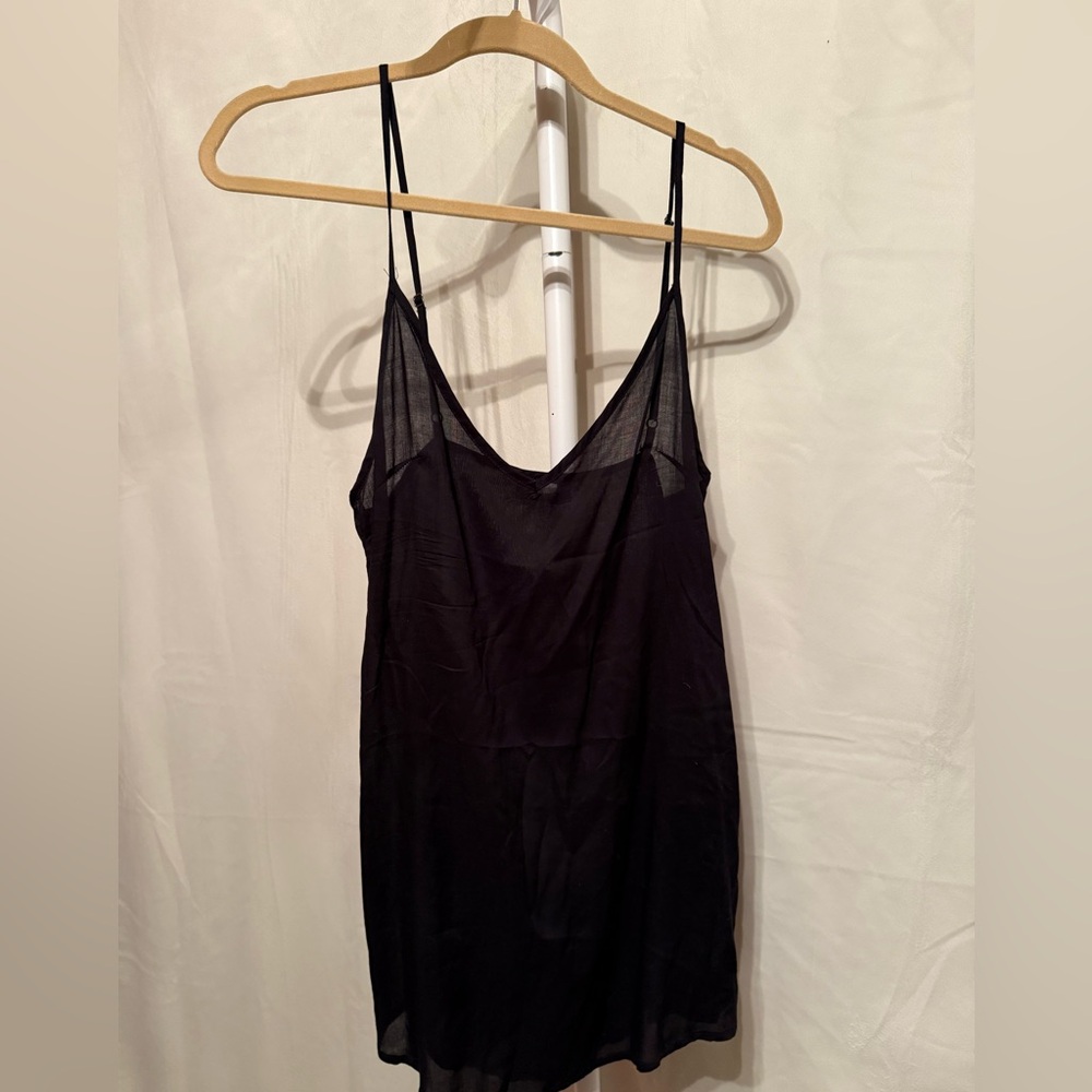 Amuse Society Black Sheer Slip Mini Dress Beach Cover Up Lingerie Style